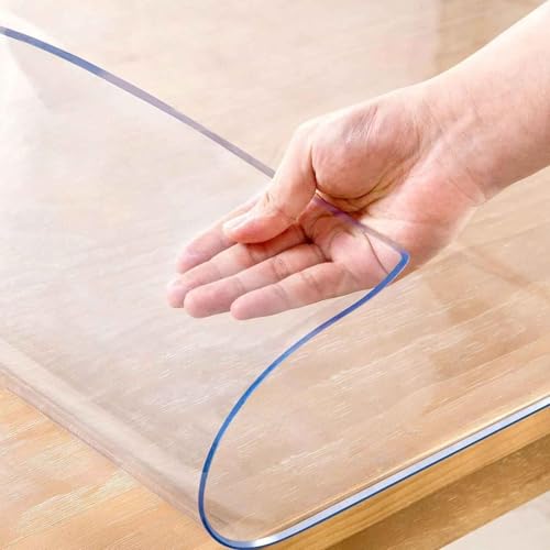 Transparente PVC-Tischdecke – transparente Vinyl-Schreibtischunterlage für Partys und Veranstaltungen – wasserabweisend, abwischbar, rutschfest Transparente PVC-Tischdecke – transparente Vinyl-Schreibtischunterlage für Partys und Veranstaltungen – wasserabweisend, abwischbar, rutschfest von Generisch