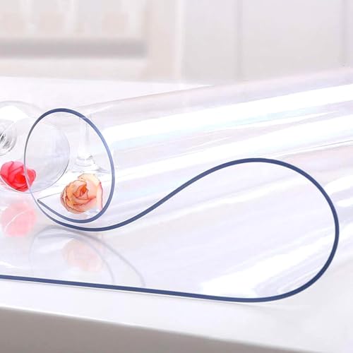 Transparente Schreibtischunterlage, 90 x 130 cm, rutschfest, wasserdicht, PVC-Matte, hitzebeständiger Tischschutz, langlebige Schreibfläche mit runden Kanten, für Zuhause und Büro von Generisch
