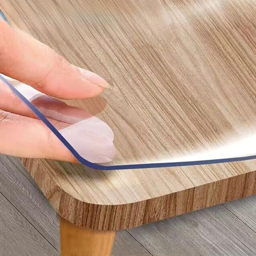 Transparente Tischabdeckung, 1,5 mm, wasserdicht, PVC, rechteckige Schreibtischunterlage für Büro, Nachttisch und Schminktisch, leicht zu reinigen, 127 x 127 cm – langlebiger Oberflächenschutz von Generisch