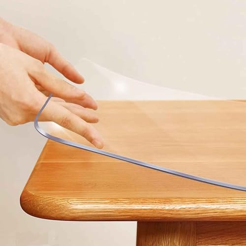 Transparente Tischabdeckung, 2 mm dick, PVC, rechteckige Tischdecke, Schreibtischschutzmatte für Küchen- und Esstische (80 x 100 cm) von Generisch