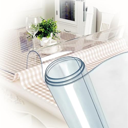 Transparente Tischabdeckung, 3,0 mm dick, Tischschutz aus Kunststoff, Tischschutz für Esstisch, PVC-Tischschutz, Tischunterlage für Küchentisch, 71,1 x 140 cm, 3 mm von Generisch
