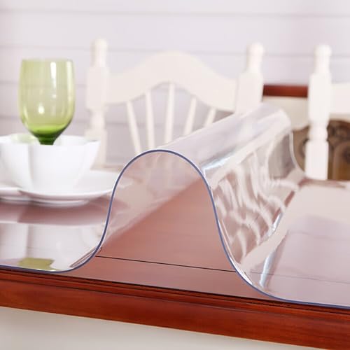Transparente Tischabdeckung, 80 x 130 cm, 1,5 mm dick, wasserdicht, strapazierfähiger Kunststoff, Esstischschutz, klare Schreibunterlage für Büro/Zuhause, leicht zu reinigende Tischabdeckung von Generisch