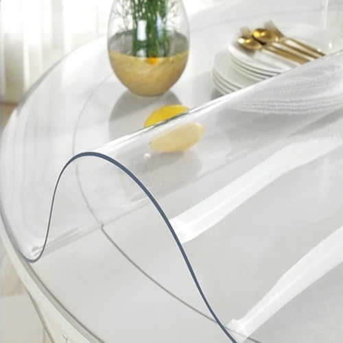 Transparente runde Tischabdeckung, 1,5 mm dicker PVC-Schutz, leicht zu reinigen, 85 cm Durchmesser, ideal für Esstische, kratz- und auslaufsicher, transparenter Tischschutz von Generisch