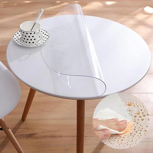 Transparente wasserdichte Tischdecke, 160 cm, rund, PVC-Abdeckung, 1,5 mm dick, Kunststoff-Tischwäsche für Esszimmer, transparenter Tischschutz für den Innen- und Außenbereich Transparente wasserdichte Tischdecke, 160 cm, rund, PVC-Abdeckung, 1,5 mm dick, Kunststoff-Tischwäsche für Esszimmer, transparenter Tischschutz für den Innen- und Außenbereich von Generisch