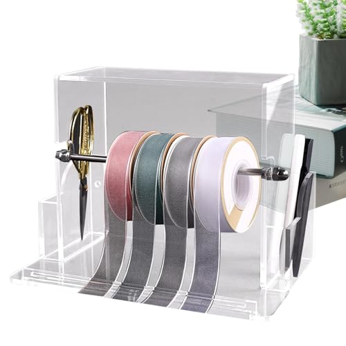 Transparenter Bandrollenhalter – Bandspulenhalter, transparenter Bandspulenhalter | Mehrzweck-Etikettenspender, Aufkleberhalter, Band-Organizer-Rack für Bastelraum, Kuchenladen, Blumenladen von Generisch