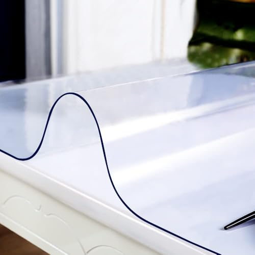 Transparenter Kunststoff-Tischschutz – 1,2 mm wasserdichte Esstischdecke, abwischbare PVC-Matte für Beistelltische, 50 cm/55 cm breit, 40–300 cm Länge, Arbeitsplattenabdeckung Transparenter Kunststoff-Tischschutz – 1,2 mm wasserdichte Esstischdecke, abwischbare PVC-Matte für Beistelltische, 50 cm/55 cm breit, 40–300 cm Länge, Arbeitsplattenabdeckung von Generisch