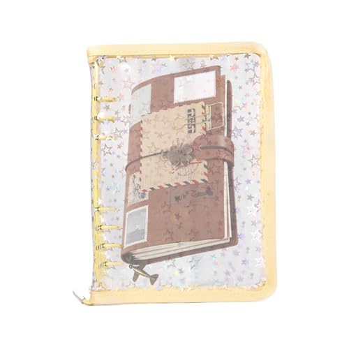 Transparenter Ordner, nachfüllbar, Notizbuch, runder Ringbuch, Papierbindung für Dokumente, Reißverschlussaufkleber, Sammelbuch für Tagebuch, Karten, Tickets, Quittungen, Schule, Büro von Generisch