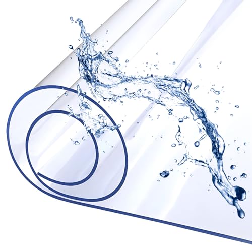 Transparenter PVC-Tischschutz für Esszimmer, 2 mm dick, Vinyl-Schreibtischunterlage, wiederverwendbar, Tischdecke (90 x 130 cm), langlebig, wasserdicht und leicht zu reinigen von Generisch