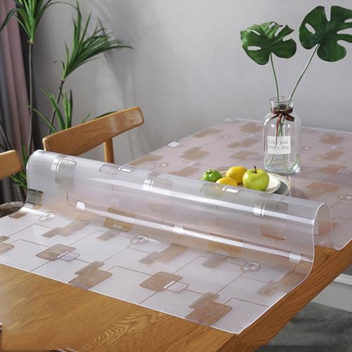 Transparenter mattierter, transparenter Tischschutz, 1,5 mm dick, wasserdicht, abwischbare PVC-Schreibtischunterlage für Esszimmer und Küche, Gitter-Design, 100 x 320 cm Transparenter mattierter, transparenter Tischschutz, 1,5 mm dick, wasserdicht, abwischbare PVC-Schreibtischunterlage für Esszimmer und Küche, Gitter-Design, 100 x 320 cm von Generisch