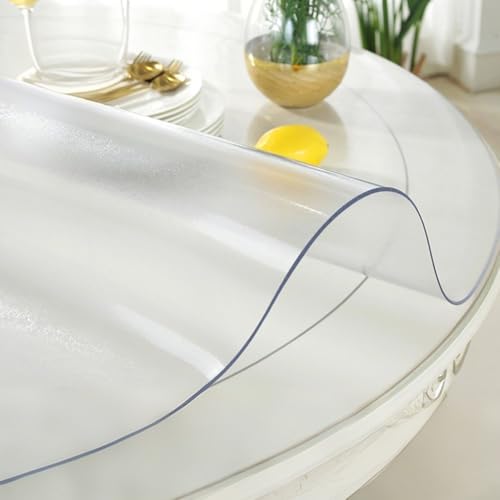 Transparenter runder Tischschutz, 1,5 mm dick, PVC-Tischdecke, leicht zu reinigen, mattiertes Design, 115 cm Durchmesser, perfekt für Esszimmer und Heimdekoration Transparenter runder Tischschutz, 1,5 mm dick, PVC-Tischdecke, leicht zu reinigen, mattiertes Design, 115 cm Durchmesser, perfekt für Esszimmer und Heimdekoration von Generisch