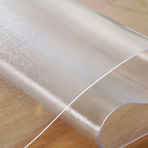 Transparenter runder Tischschutz, 130 cm, wasserdicht, schmutzabweisend, leicht zu reinigen, perfekt für Esszimmer- und Küchentische, strapazierfähige, transparente Abdeckung. von Generisch