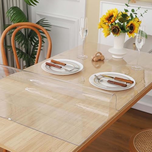 Transparenter wasserdichter Schreibtischschutz für Esszimmer, rechteckig, transparent, PVC-Schreibtischunterlage, öldicht (135 x 250 cm) von Generisch