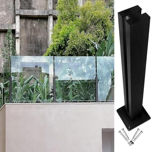 Treppengeländer-Pfosten aus Edelstahl, schwarze Glasplatten-Klemmen für Decks, Terrassen, Einkaufszentren und Büros, 80 cm, mittlere Pfosten für Balkone und Flure (0,95 cm – 1,1 cm dick) von Generisch