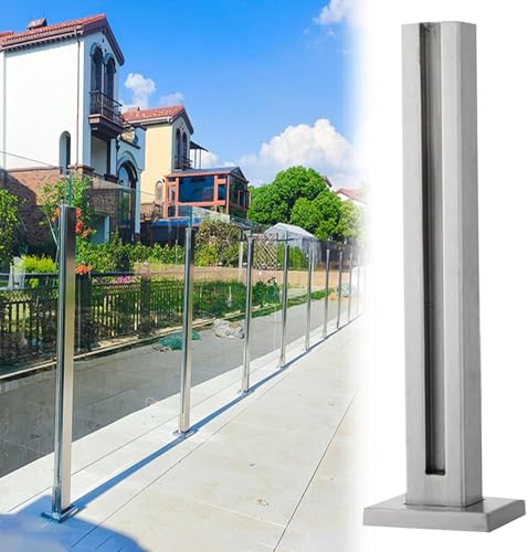Treppengeländersystem für den Innenbereich, bodenmontierte Glas-Balustraden-Klemmen für 8–12 mm gehärtetes Glas, 90 cm Höhe, ideal für Treppenhäuser im Innen- und Außenbereich, Endpfosten im Treppengeländersystem für den Innenbereich, bodenmontierte Glas-Balustraden-Klemmen für 8–12 mm gehärtetes Glas, 90 cm Höhe, ideal für Treppenhäuser im Innen- und Außenbereich, Endpfosten im von Generisch