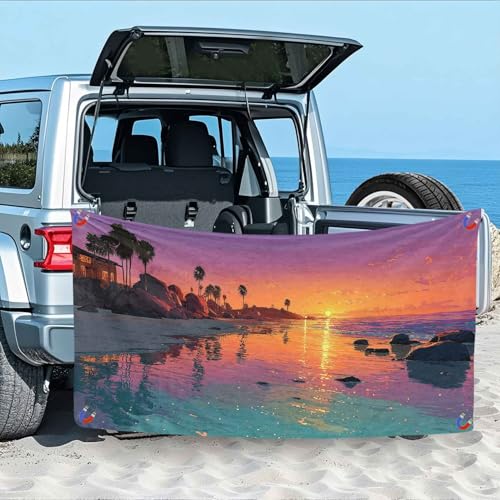 Tropisch Strandtuch - 140 x 70 cm, Strand Sonnenuntergang Karikatur Magnetisches Badetuch für Strand Außenbereich, Camping, Sandfrei & Schnelltrocknend Strandhandtuch Handtuch mit Magnetverschluss Tropisch Strandtuch - 140 x 70 cm, Strand Sonnenuntergang Karikatur Magnetisches Badetuch für Strand Außenbereich, Camping, Sandfrei & Schnelltrocknend Strandhandtuch Handtuch mit Magnetverschluss von Generisch