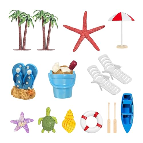 Tropischer Cupcake-Topper, Strandkuchendekorationen,15X -Miniaturspielzeug - Seestern, Muschel, Meeresschildkröte, Eimer, Schwimmring, Kuchenaufsatz-Set für Sandkasten, Aquarium Tropischer Cupcake-Topper, Strandkuchendekorationen,15X -Miniaturspielzeug - Seestern, Muschel, Meeresschildkröte, Eimer, Schwimmring, Kuchenaufsatz-Set für Sandkasten, Aquarium von Generisch