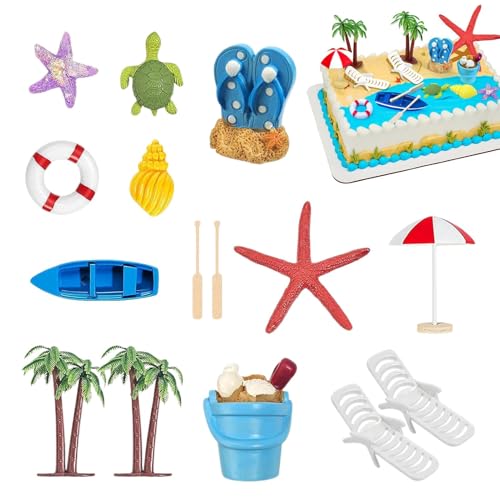Tropischer Cupcake-Topper, Strandkuchendekorationen | 15X Strandgartendekorationen - Kuchenaufsatz für Liegestuhl, Regenschirm, Boot, Palme, für Spielzeughaus, Miniaturgarten, Aquarium Tropischer Cupcake-Topper, Strandkuchendekorationen | 15X Strandgartendekorationen - Kuchenaufsatz für Liegestuhl, Regenschirm, Boot, Palme, für Spielzeughaus, Miniaturgarten, Aquarium von Generisch
