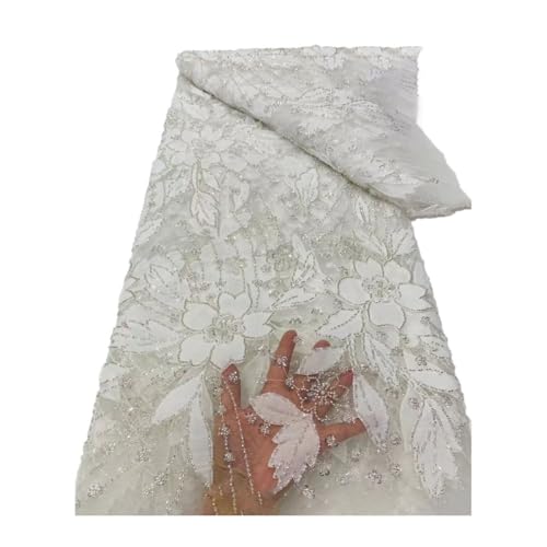 Tüll-Spitzenstoff, afrikanische Stickerei, französische Guisolid-Pailletten, Hochzeits-, Partykleid, Perlen Tüll-Spitzenstoff, afrikanische Stickerei, französische Guisolid-Pailletten, Hochzeits-, Partykleid, Perlen von Generisch
