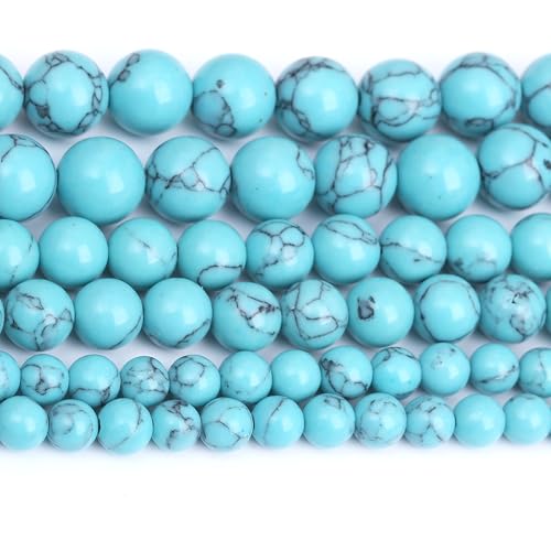 Türkis-Steinperlen in Seeblau, rund, Kristall, für Schmuckherstellung, DIY, 1 Strang, 39,4 cm, 45 Stück, 8 mm Türkis-Steinperlen in Seeblau, rund, Kristall, für Schmuckherstellung, DIY, 1 Strang, 39,4 cm, 45 Stück, 8 mm von Generisch
