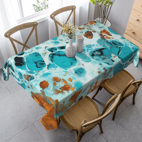 Türkisfarbene Marmor-Tischdecke, rechteckig, 140 x 90 cm, blaugrüne Kuh-Druck, Tischdecke für Esstisch, knitterfreie Tischdecke für Zuhause, Innen- und Außenbereich, Party-Dekoration Türkisfarbene Marmor-Tischdecke, rechteckig, 140 x 90 cm, blaugrüne Kuh-Druck, Tischdecke für Esstisch, knitterfreie Tischdecke für Zuhause, Innen- und Außenbereich, Party-Dekoration von Generisch