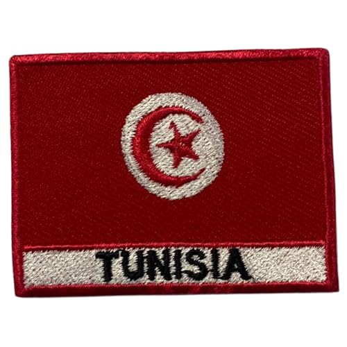 Tunesien bestickte Flagge mit Namen Patch Aufbügeln/Aufnähen Abzeichen Nationalsymbol Militär Patch für Kleidung Rucksäcke Kappen von Generisch