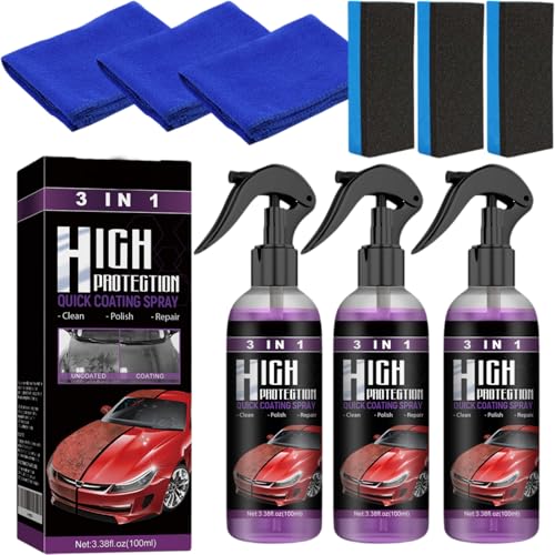 Turbo Shine Nexa, 3-in-1-Schnelllackspray for Autos Mit Hohem Schutz, Reparatur- Und Schutzbeschichtung, Schneller Turbo-Sprühlack for Autos für Metall Und Werkzeuge (100ml, 3PCS) von Generisch