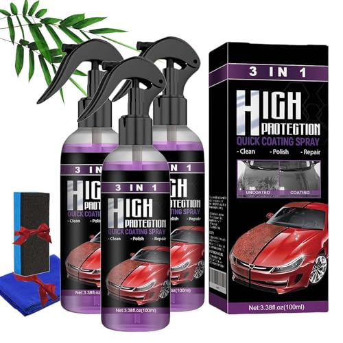 Turbo Shine Nexa, 3-in-1-Spray und Kratzerentferner für Autos, Auto-Beschichtungsspray, Schneller Turbo-Sprühlack for Autos, Metall und Werkzeuge, Hochschutz-Schnellbeschichtung (3pcs) von Generisch