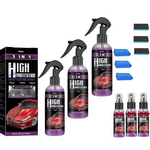 Turbo Shine Nexa 2025 Upgrade – 3-in-1-Spray und Kratzerentferner für Autos, Metall und Werkzeuge, Hochschutz-Schnellbeschichtung, Farberfrischung und Glanz (3 Pcs) von Generisch