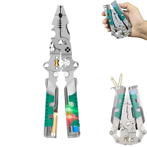 Tuvilo Elektrische Zange, 8 in 1 Abisolierzange mit Spannungsprüfer, Klappbarer Stylus Schraubendreher Abisolierzange, für Elektriker Reparaturen, Spannungsprüfer Zange (Spitznase) von Generisch