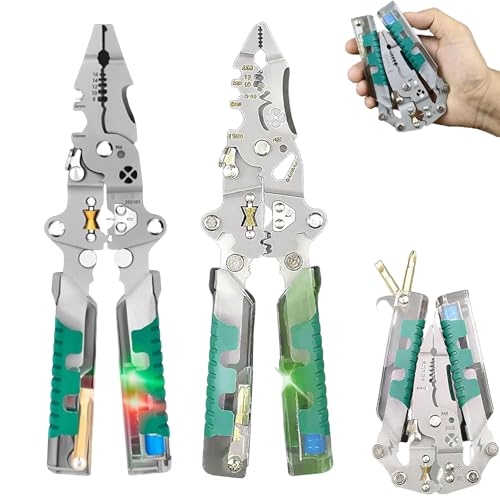 Tuvilo Elektrische Zange, 8 in 1 Abisolierzange mit Spannungsprüfer, Klappbarer Stylus Schraubendreher Abisolierzange, für Elektriker Reparaturen, Spannungsprüfer Zange (Spitznase+Luya-Typ) von Generisch