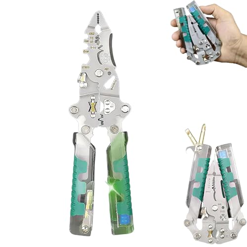 Tuvilo Elektrische Zange, 8 in 1 Abisolierzange mit Spannungsprüfer, Klappbarer Stylus Schraubendreher Abisolierzange, für Elektriker Reparaturen, Spannungsprüfer Zange (Typ Luya) von Generisch