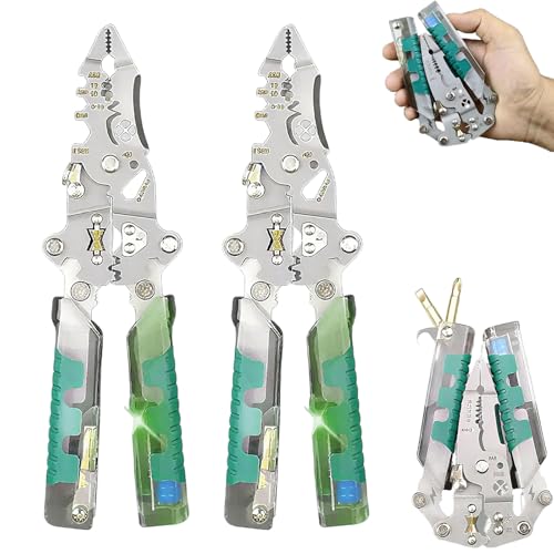 Tuvilo Elektrische Zange, 8 in 1 Abisolierzange mit Spannungsprüfer, klappbarer Stylus-Schraubendreher, Abisolierzange, für Elektriker-Reparaturen, Spannungsprüferzange (Typ Luya*2) von Generisch