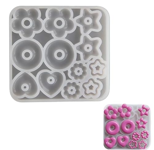 Two-Piece DIY Epoxy Resin Mold Set - Heart/Star/Flower Silicone Mold Jewelry Keychain Making Tools. von Generisch