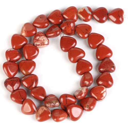 U10-AC3658 natürlicher roter Jaspis, rund, facettiert, lose Abstandshalter-Perlen für DIY-Schmuckherstellung, 38,1 cm, unregelmäßige Perlen für Armbänder, Halsketten – (Farbe: 10 mm Liebesherz) von Generisch