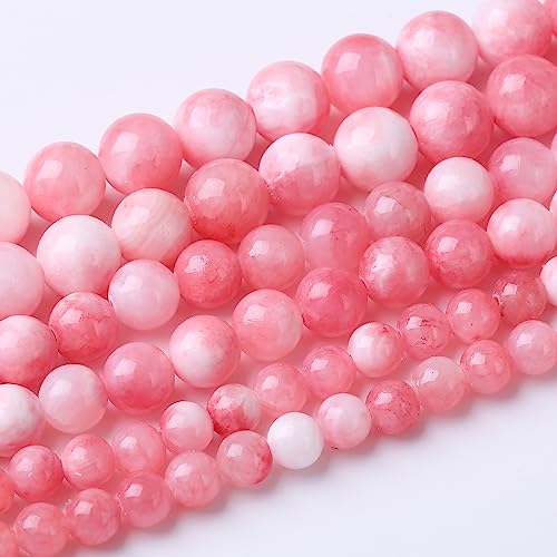 U10-SA360 runde lose Perlen, natürliche Edelstein-Kristallperlen zur Schmuckherstellung, 38,1 cm, rosa Jade, 12 mm von Generisch