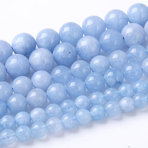 U10-SA391 runde lose Perlen, natürliche Edelstein-Kristallperlen zur Schmuckherstellung, 38,1 cm, Aquamarin-Jade, 12 mm von Generisch
