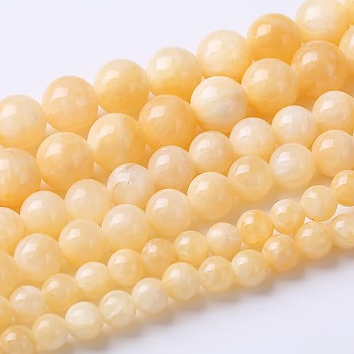 U10-SA413 runde lose Perlen, natürliche Edelstein-Kristallperlen zur Schmuckherstellung, 38,1 cm, gelbe Jade, 12 mm von Generisch