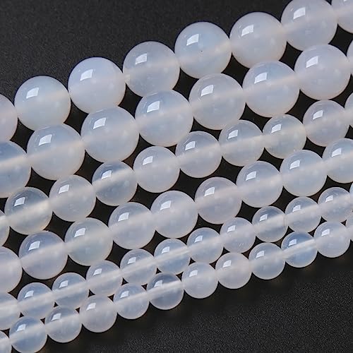 U10-SA419 runde lose Perlen, natürliche Edelstein-Kristallperlen zur Schmuckherstellung, 38,1 cm, weißer Achat, 12 mm von Generisch