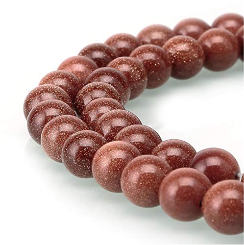 U1020-10 Schmuckstein-Abstandshalter aus natürlichem Gold, 10 mm, rund, lose Perlen, Abstandshalter (35–37 Stück) von Generisch