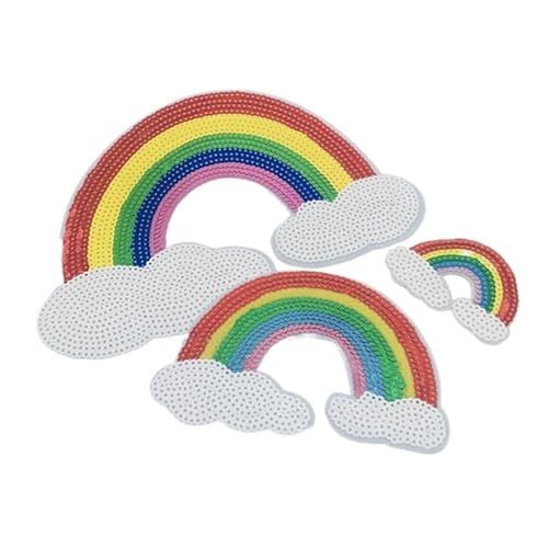Übergroßer Regenbogen-Paillettenaufnäher – bestickte Perlenapplikation für DIY-Kleidung und Accessoires (Trompete Regenbogen) von Generisch