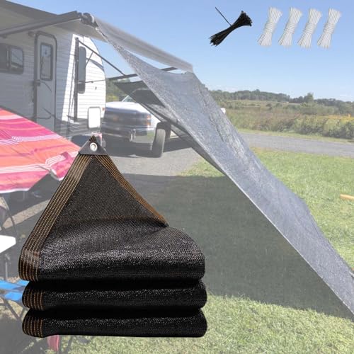 UV-Schutz, Netzstoff, atmungsaktiv, kühlend, für Balkon und Garten, hitzebeständig, winddicht, mit Ösen und Seil (4 x 5 m) von Generisch