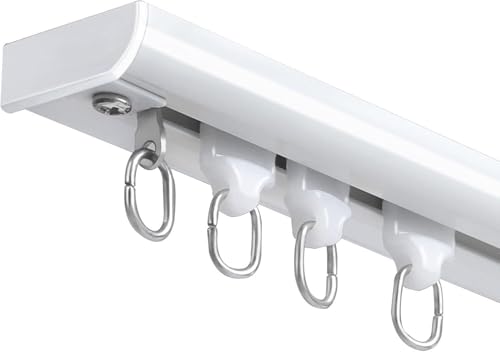 Ultradünne Deckenvorhangschiene für nach innen öffnende Fenster, komplett mit Rollen, Endkappen & einfacher Montage - Premium Qualität, leises Gleiten Ultradünne Deckenvorhangschiene für nach innen öffnende Fenster, komplett mit Rollen, Endkappen & einfacher Montage - Premium Qualität, leises Gleiten von Generisch