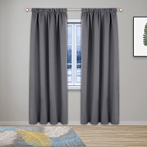 Ultraweiche Thermo-Verdunkelungsvorhänge für Schlafzimmer und Wohnzimmer, Bleistiftfalten-Design, Dunkelgrau, 304,8 x 139,7 cm, perfekt für Kinderzimmer, energieeffiziente Fensterbehandlungen von Generisch
