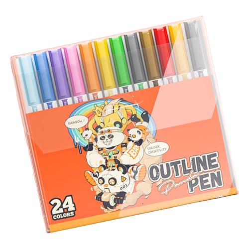 Umrissmarker – Schimmer-Marker-Set, bunte Konturenstifte, glatte Stifte, für Kunstprojekte, wasserfest für Künstler, feine Spitze für Skizzenbücher von Generisch