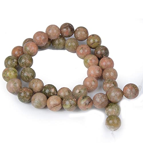 Unakit-Perlen aus Naturstein, 4 mm, 6 mm, 8 mm, 10 mm, 12 mm, Perlen für modische Armbänder, Schmuckmaterial von Generisch