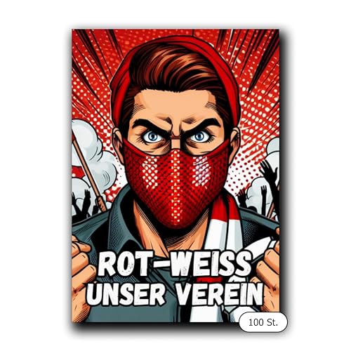 Union Sticker 100 Stück, 7,4 x 5,2 cm, wetterfeste Outdoor-Aufkleber mit geschlitzter Rückseite für Fußballfans von Generisch