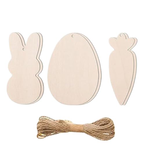 Unlackierte Osterausschnitte aus Holz, glatte, unlackierte Türaufhänger-Ausschnitte, Holzformen für Bastelausschnitte, unlackierte Osterholzausschnitte, Frühlingsdekoration, Klassenzimmer von Generisch