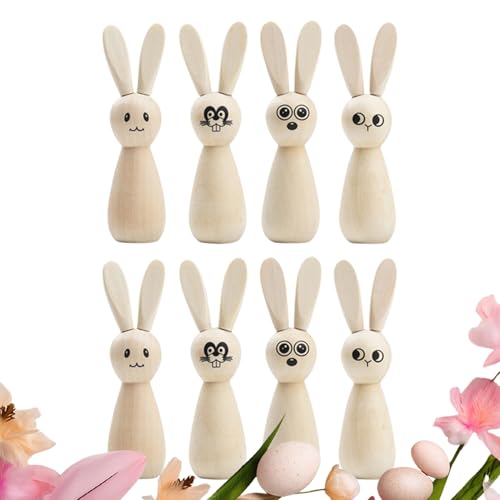 Unlackiertes Hasen-Set aus Holz, 8-teilig, natürliche Holz-Hasen-Figuren, leere Klammer-Puppen, Oster-Bastelset, bemalbare Tierornamente, handgefertigte Hasenstatuen aus Holz für Heimdekoration Unlackiertes Hasen-Set aus Holz, 8-teilig, natürliche Holz-Hasen-Figuren, leere Klammer-Puppen, Oster-Bastelset, bemalbare Tierornamente, handgefertigte Hasenstatuen aus Holz für Heimdekoration von Generisch