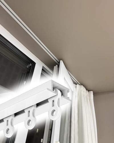 Unsichtbare Vorhangschiene, Deckenhalterung, versenkte 61 cm/76,2 cm/120 cm Aluminiumschiene für Dachbetten und Fenster, 1 cm Tiefe, weiß, perfekt für nahtlose Fensterbehandlungen von Generisch