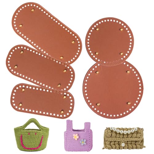 Unterseitenformer aus PU-Leder für Taschen – Set mit 5 Häkelpads mit Löchern, rund, oval und rechteckig für Handtasche und Geldbörse Unterseitenformer aus PU-Leder für Taschen – Set mit 5 Häkelpads mit Löchern, rund, oval und rechteckig für Handtasche und Geldbörse von Generisch